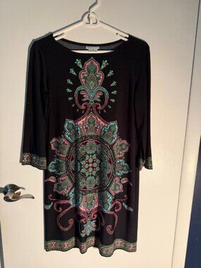 3/4 sleeve multi color party dress